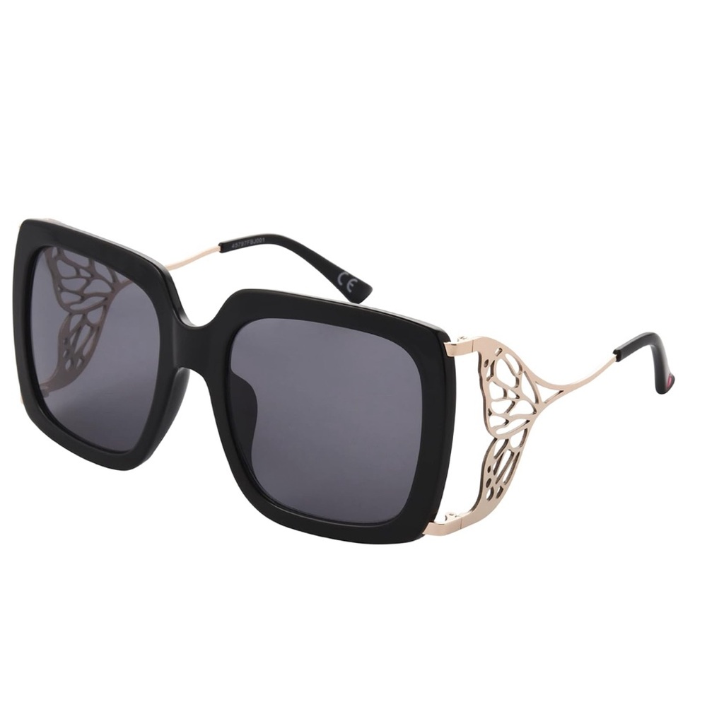 Betsey Johnson Black and Gold Butterfly Sunglasses